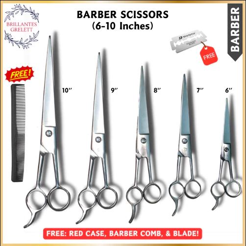 Barber Scissors 6-10 Inches (Sharpened) Basyada Carbon Steel Quality Gunting Asero Haircutting Shear